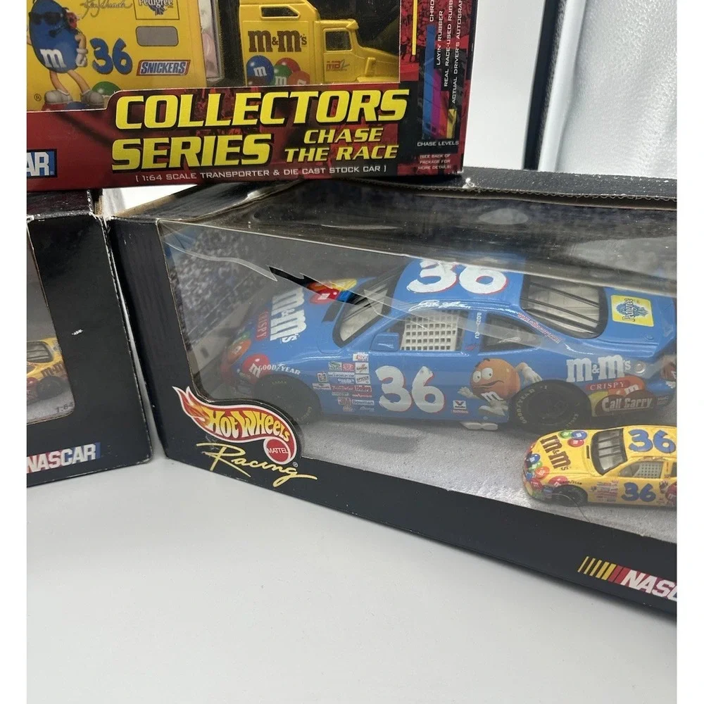 KEN SCHRADER #36 M&M'S NASCAR LOT TRANSPORTER & CARS W/MATCHING MINIS